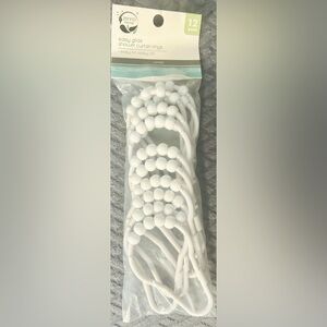 New White Heavy Duty Roller Glide Shower Curtain Set of 12,